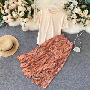 Fashion Orange Skirt Set